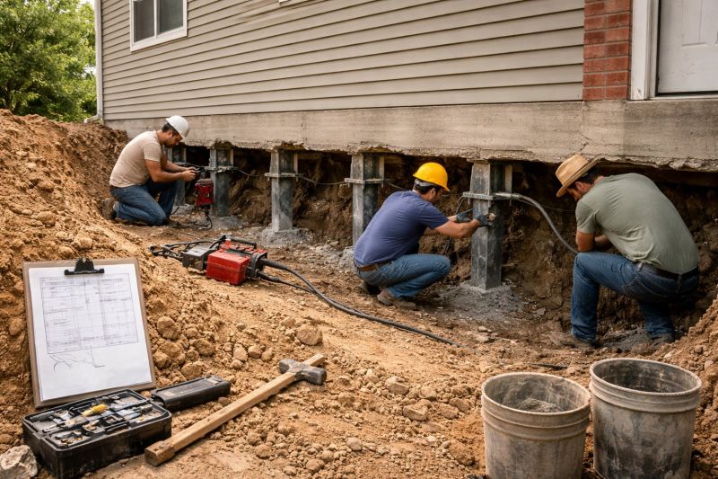 Our team working on Foundation Repair projects in Lynnwood, WA